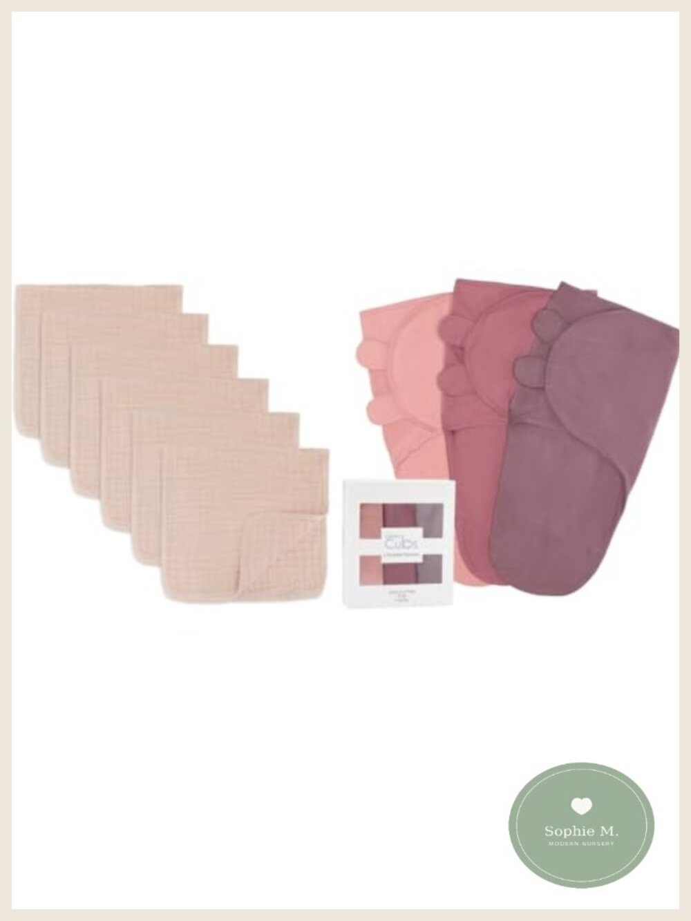 Muslin Burp Cloths & Swaddle Blanket 6 Layer Cotton 3 Pack Large